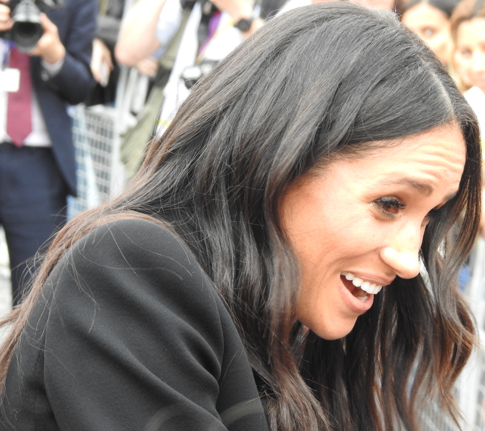 The Duchess Meghan Markle on a royal visit to Dublin, Ireland July 12th 2018 at Trinity College, greeting the many well-wishers after looking at the Book of Kells within the college.
