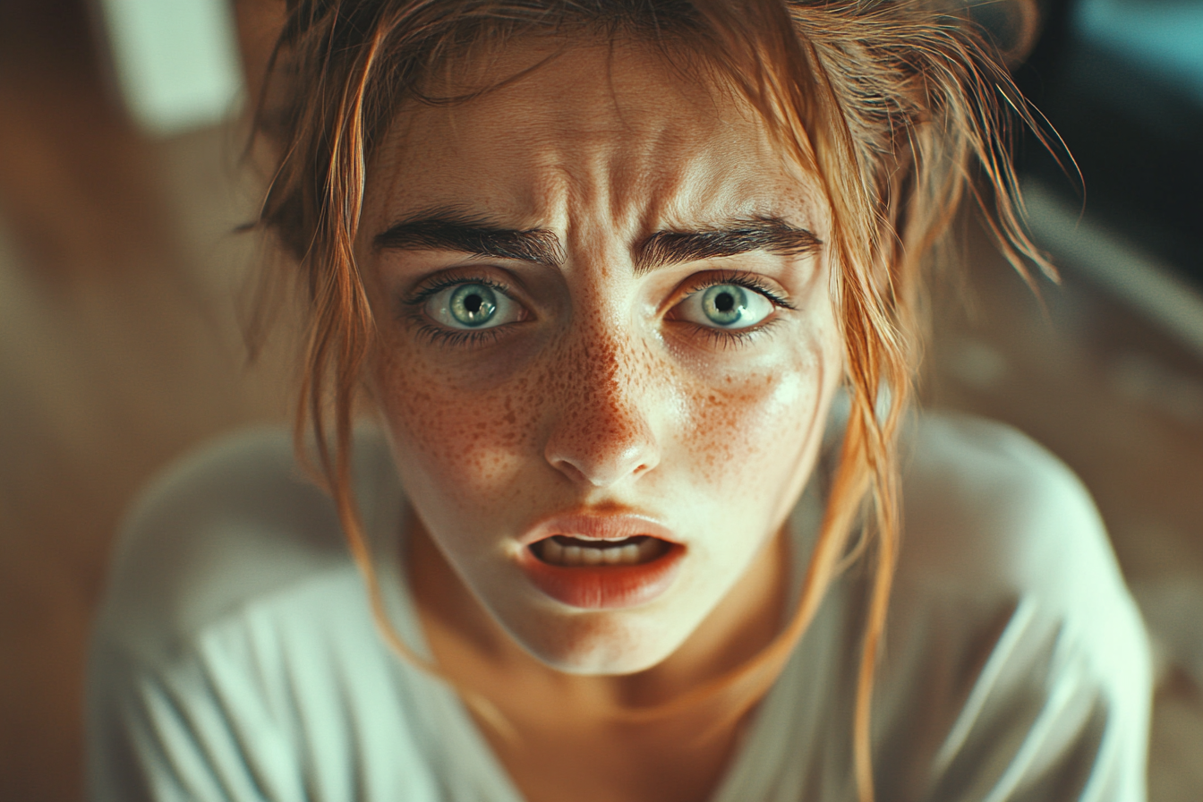 A close-up shot of a woman, shocked | Source: Midjourney