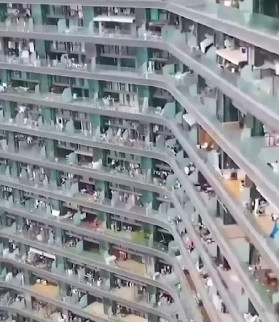 Inside giant apartment building