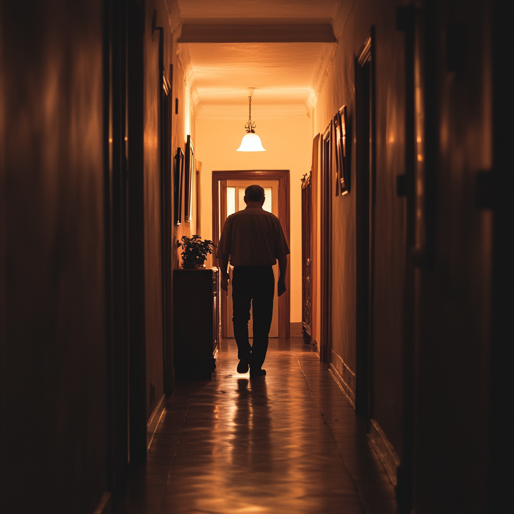 A man walking to answer the door | Source: Midjourney