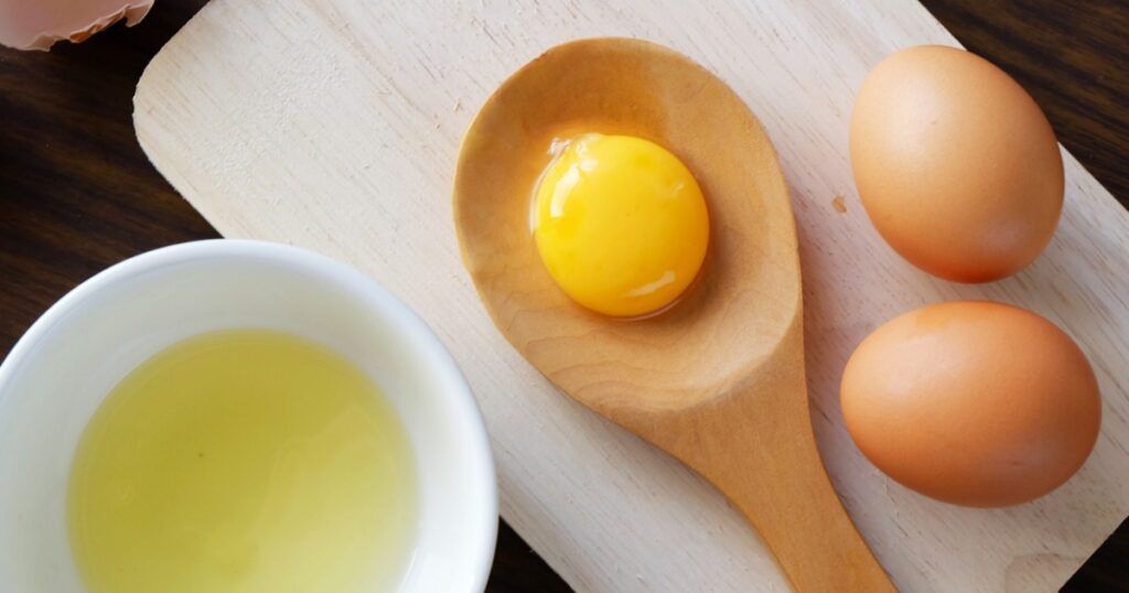 separated egg white and yolk