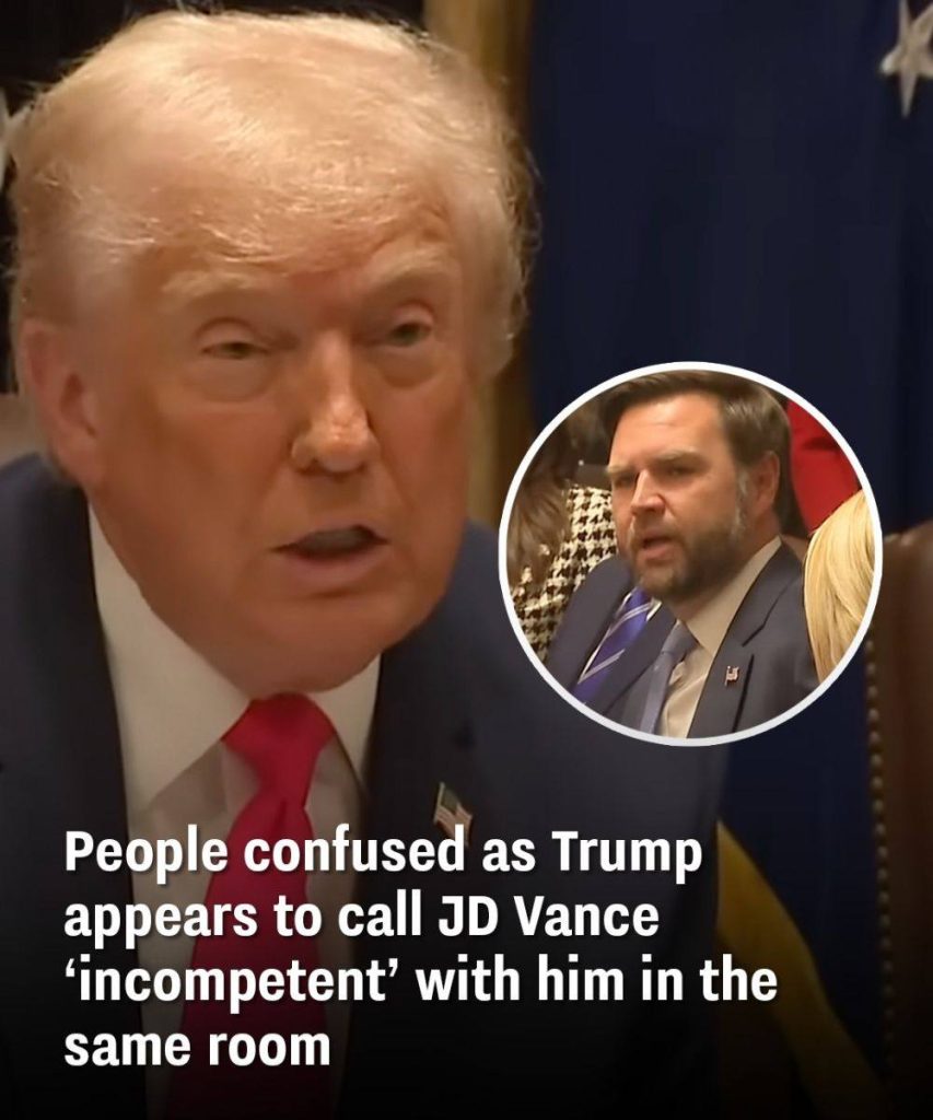 People confused as Trump appears to call JD Vance ‘incompetent’ with him in the same room