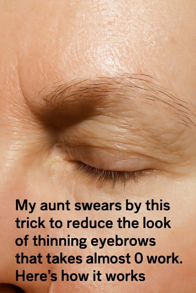 My aunt swears by this trick to reduce the look of thinning eyebrows that takes almost 0 work. Here’s how it works