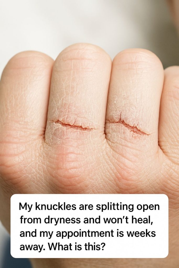 My knuckles are splitting open from dryness and won’t heal, and my appointment is weeks away. What is this?