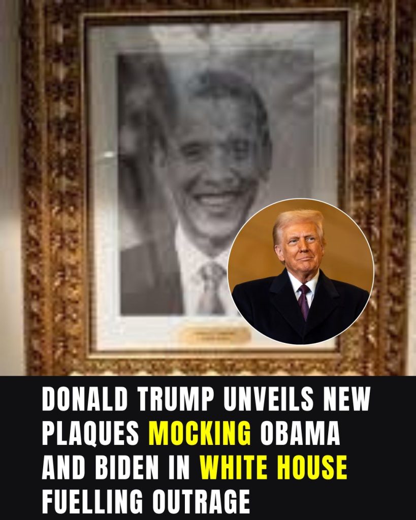 Donald Trump slammed after hanging plaques mocking Obama and Biden in White House