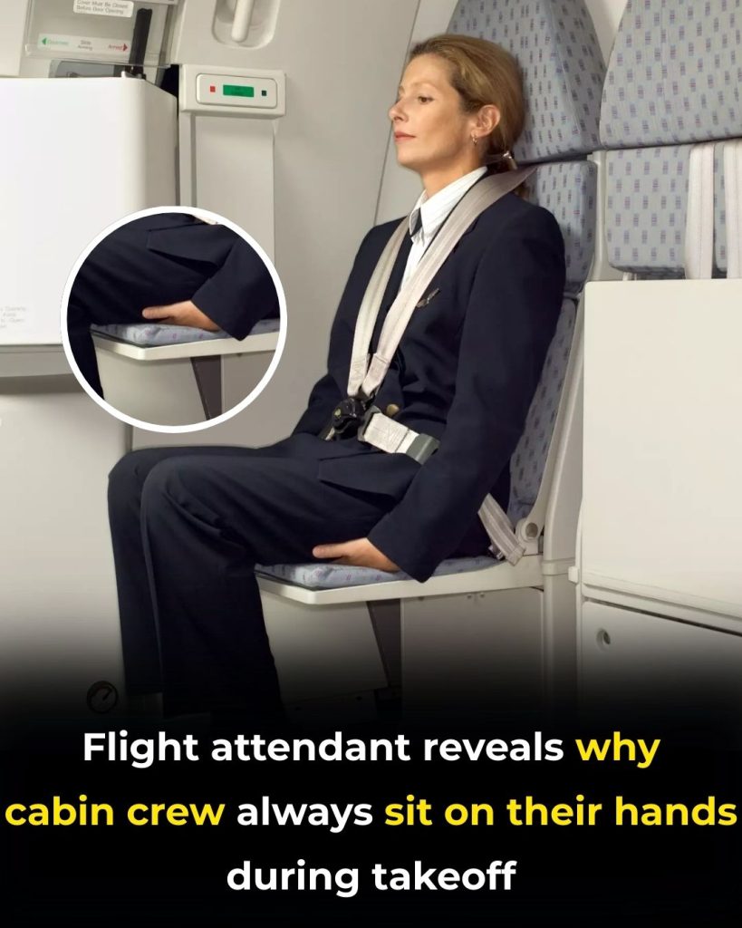 Flight attendant explains the unexpected reason cabin crew keep their hands under their thighs during takeoff and landing