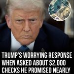 Trump delivers bizarre response when asked about $2,000 checks he promised nearly all Americans