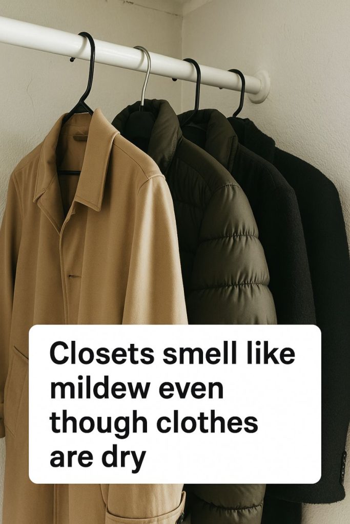 Closets smell like mildew even though clothes are dry. What should I do?