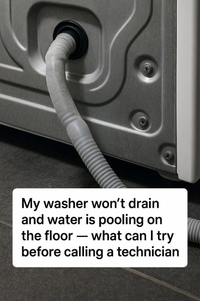 My washer won’t drain and water is pooling on the floor — what can I try before calling a technician?