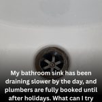 My bathroom sink has been draining slower by the day, and plumbers are fully booked until after holidays. What can I try first?.