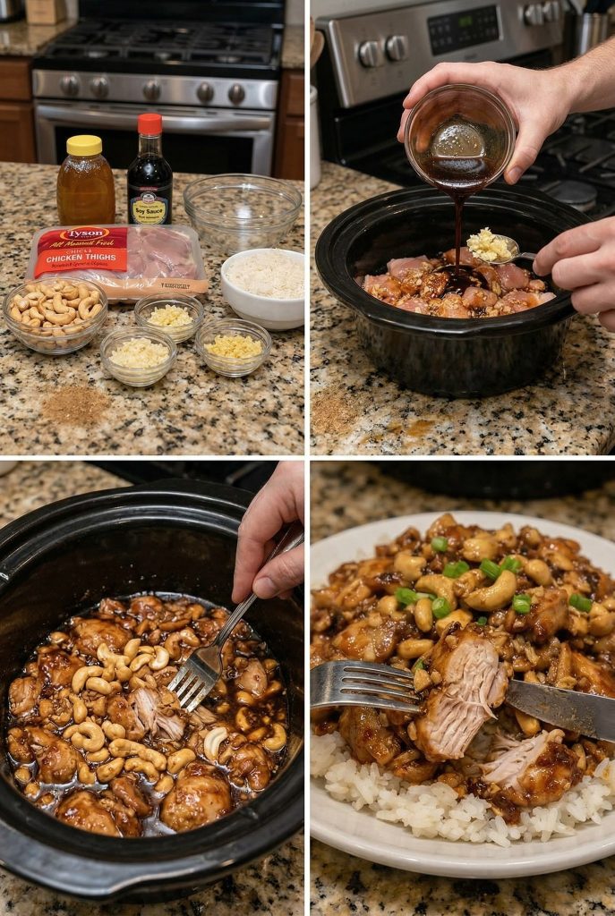 Slowcooker Sticky Honey Cashew Chicken