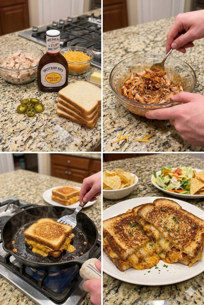 Sweet-Heat Chicken Griddle Melts 🍗🔥🧀