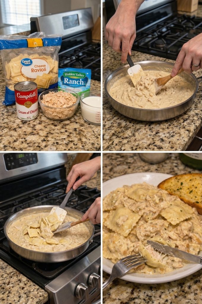 Creamy Ranch Chicken Ravioli Skillet 🍗🧀🥣