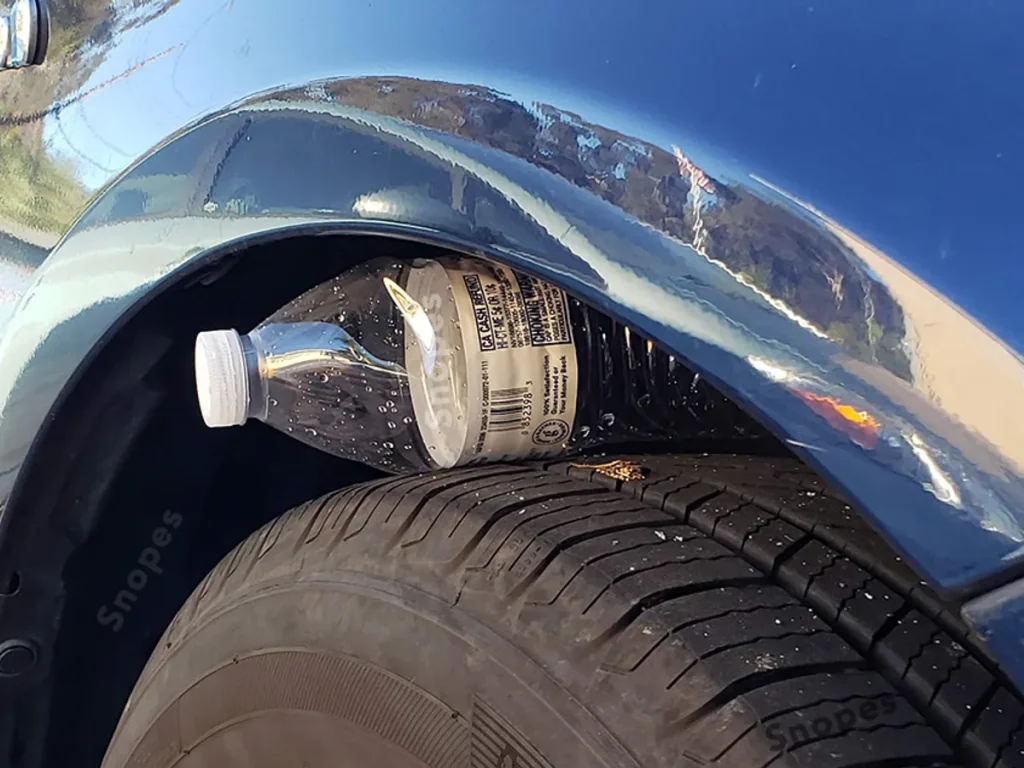 If You See a Plastic Bottle on Your Tire, Here’s What It Could Mean