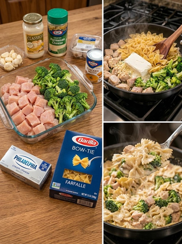 Creamy Chicken Broccoli Bow-Tie Pasta