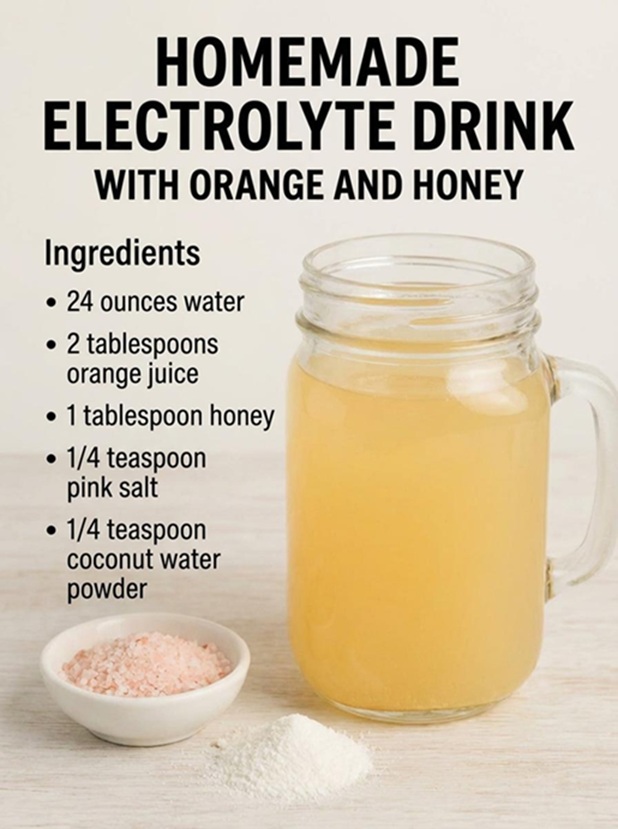 Homemade Electrolyte Drink with Orange and Honey
