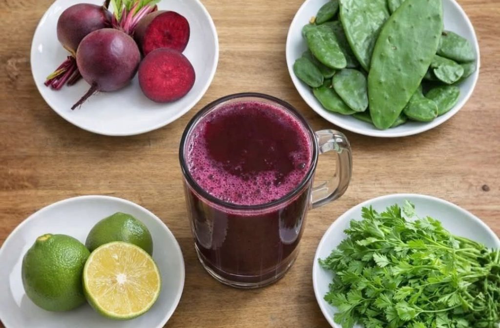 Beetroot, Nopal, Lemon, and Celery Juice: A Fresh Natural Drink for Daily Wellness