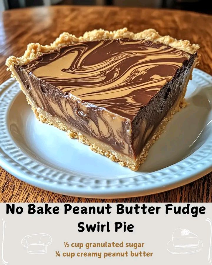 No-Bake Peanut Butter Fudge Swirl Pie