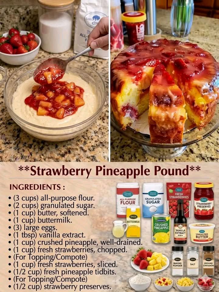 Strawberry Pineapple Pound Cake